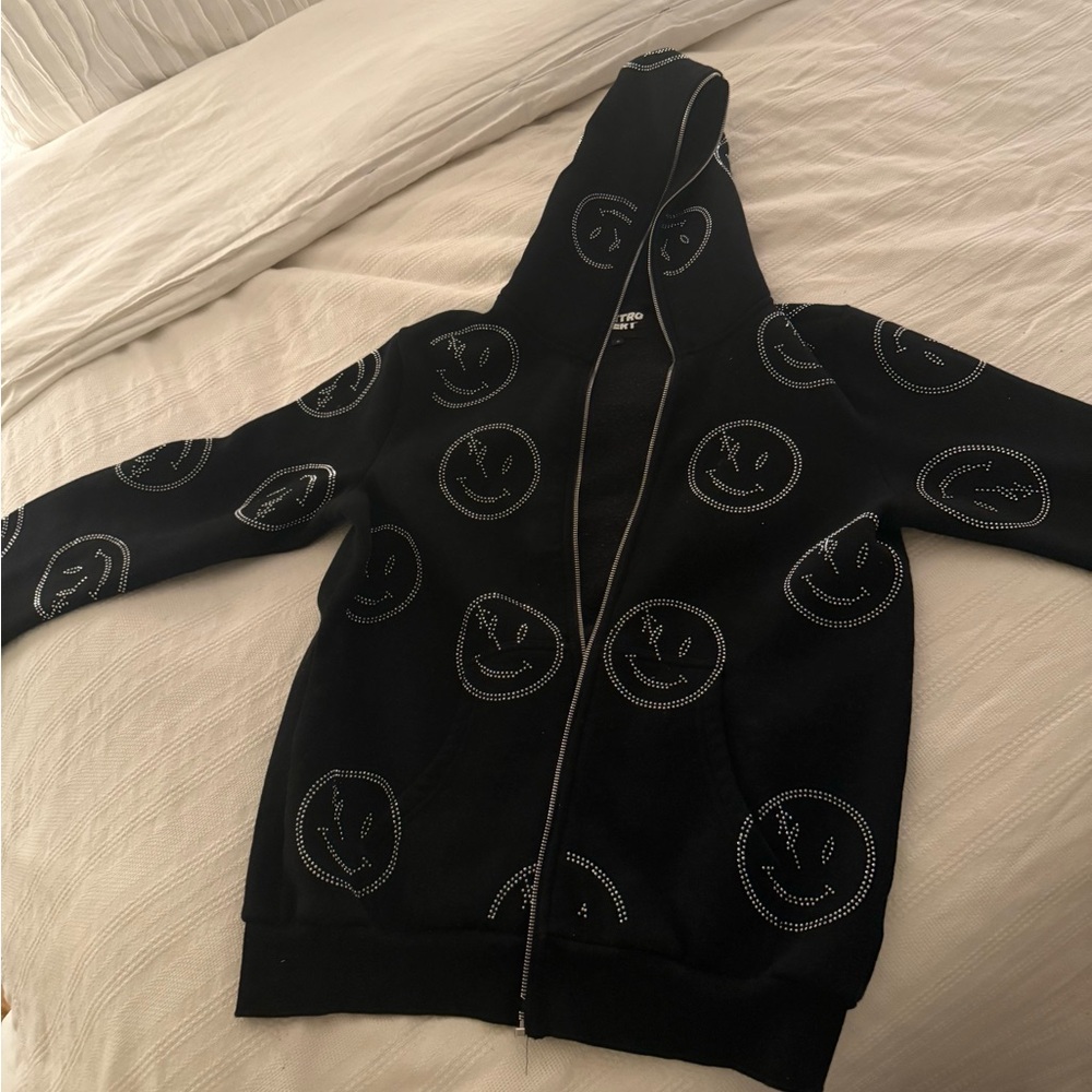 Retro Vert Black Smiley Face Hoodie